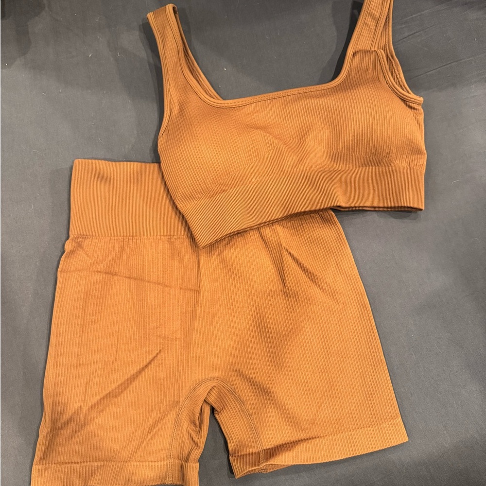 Ribbed Tan Two-Piece Set